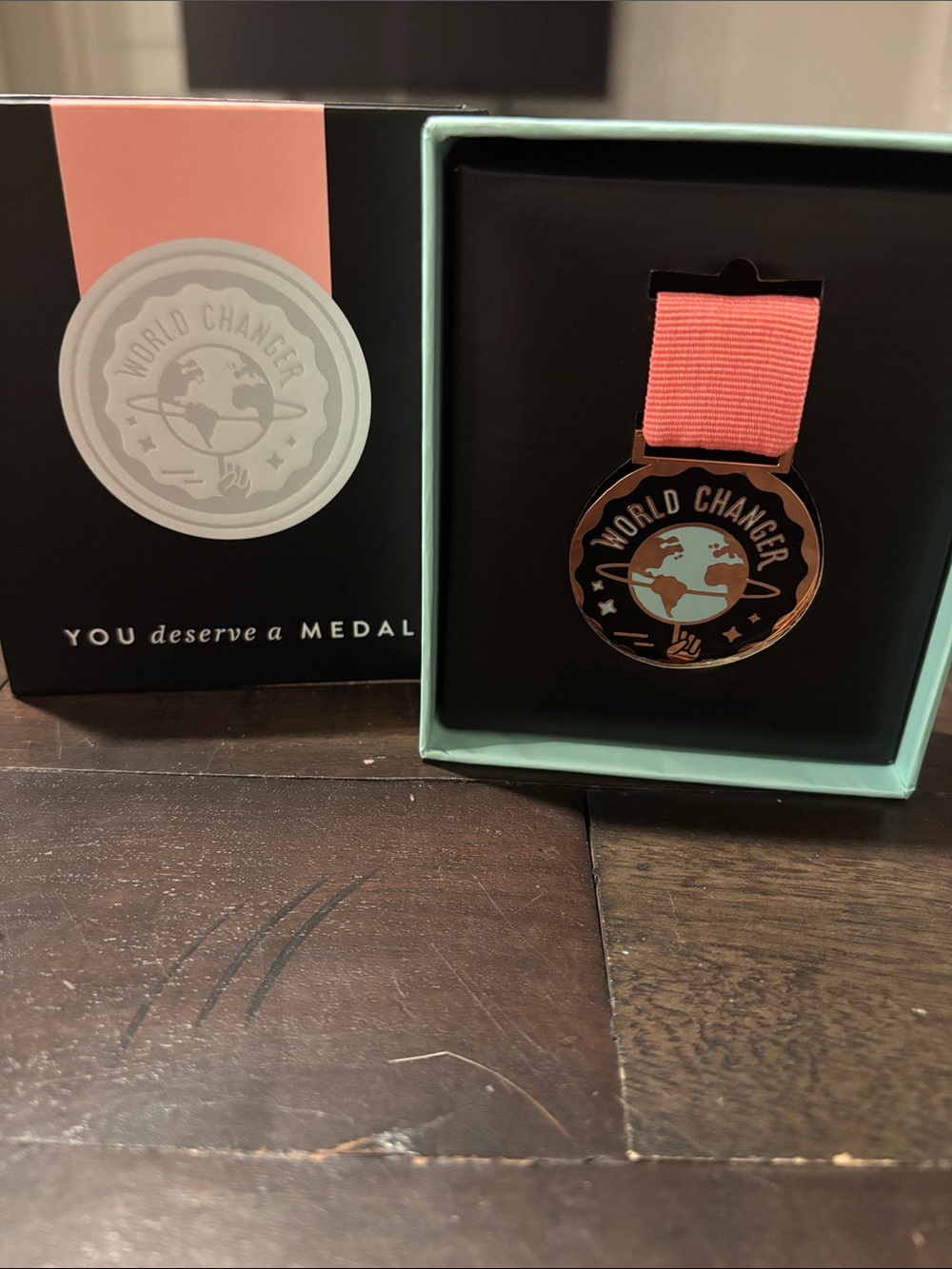 World Changer Pink Medal with Ribbon - Inspirational Home Accent